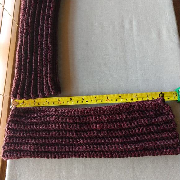 Claret Crochet Arm Warmers OSFA fingerless gloves premade stretchy punk - Picture 5 of 5